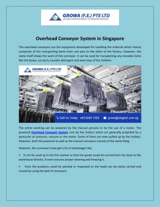 Overhead Conveyor System in Singapore - slide 1
