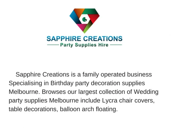 Birthday Party Decorations Melbourne