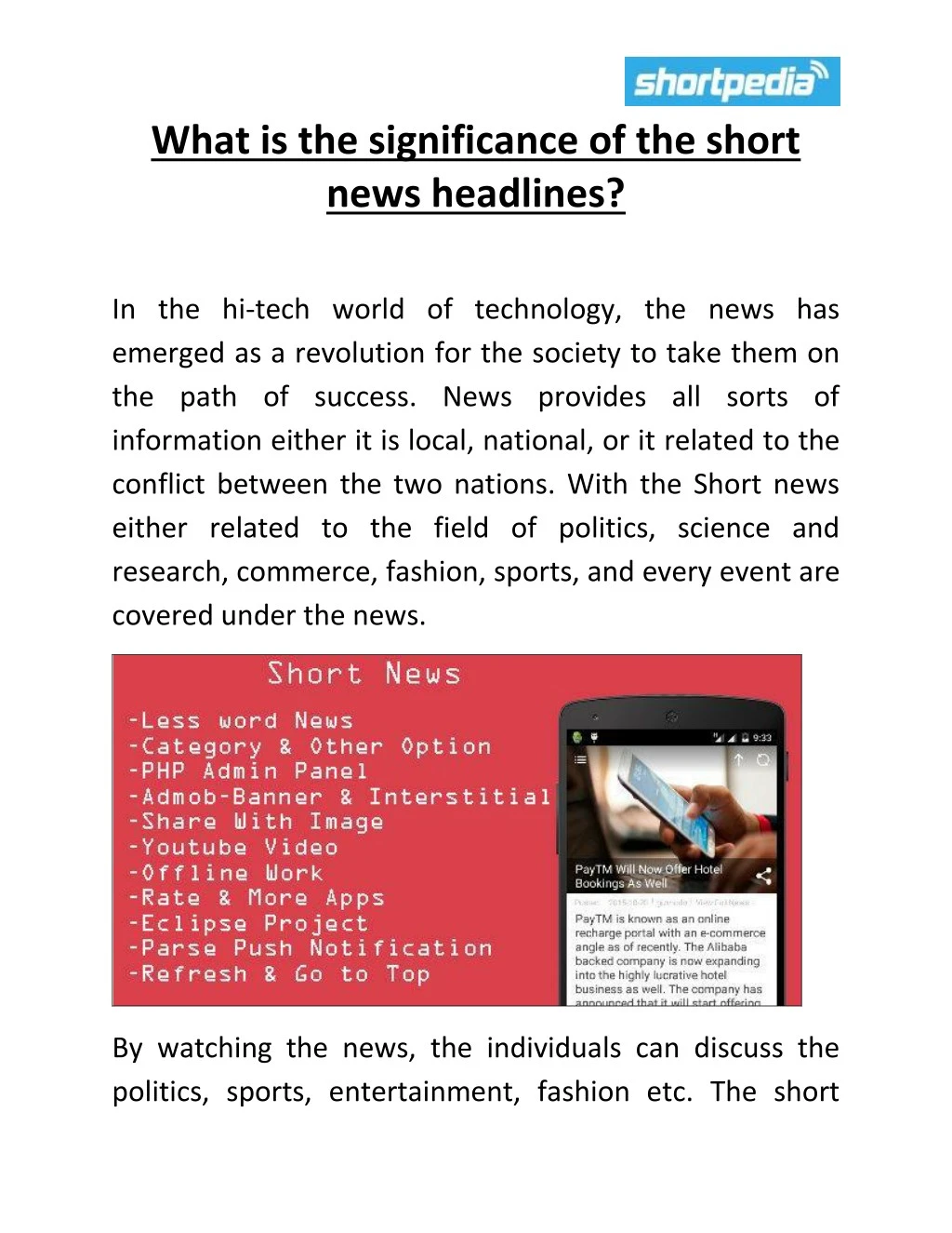 what is the significance of the short news