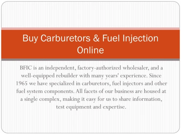 Buy Carburetors & Fuel Injection Online - carbsonly.com