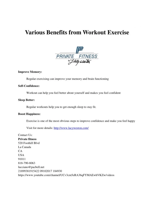 Various Benefits from Workout Exercise