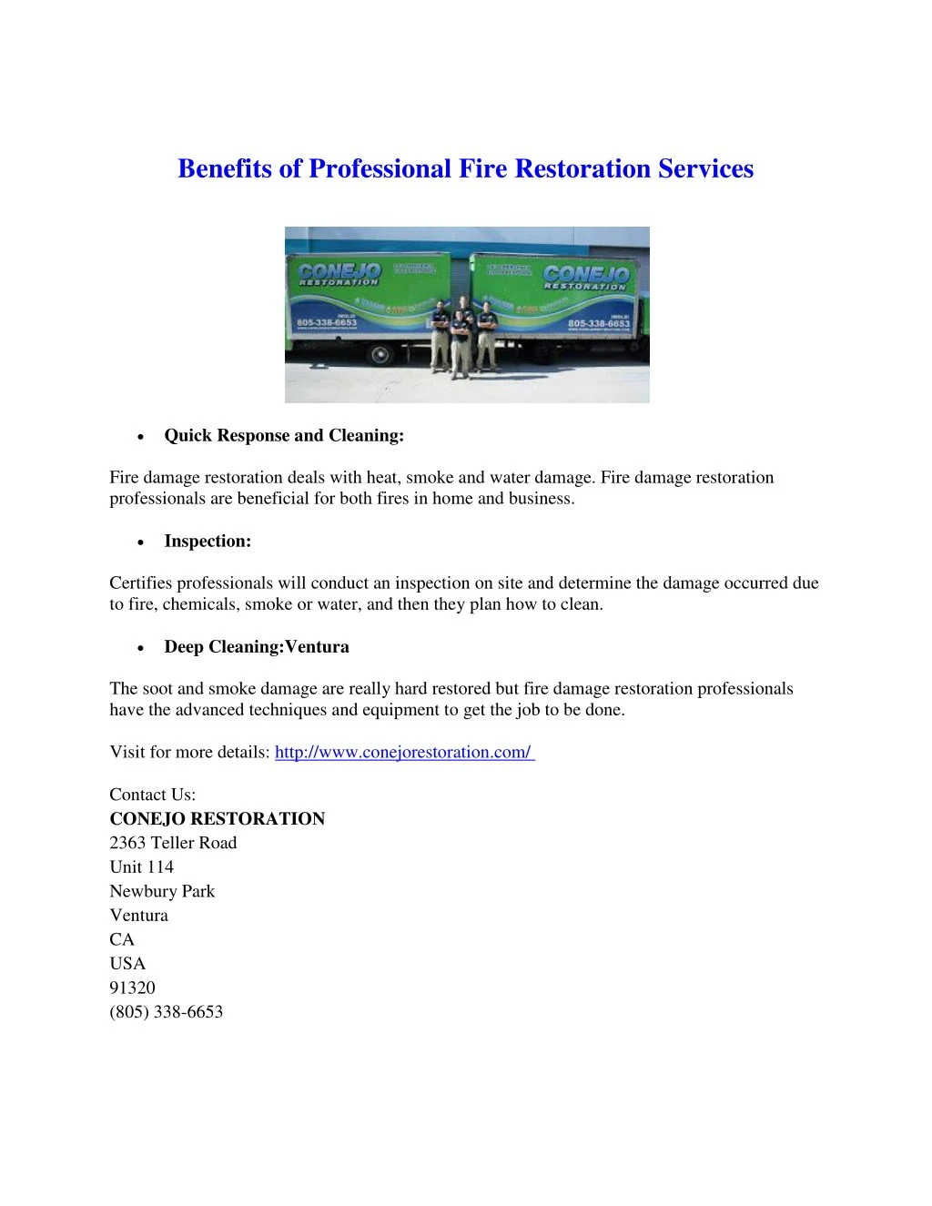 benefits of professional fire restoration services