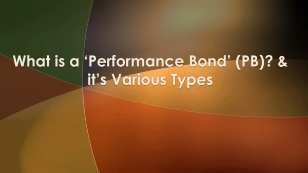 What is a ‘Performance Bond’ (PB)?