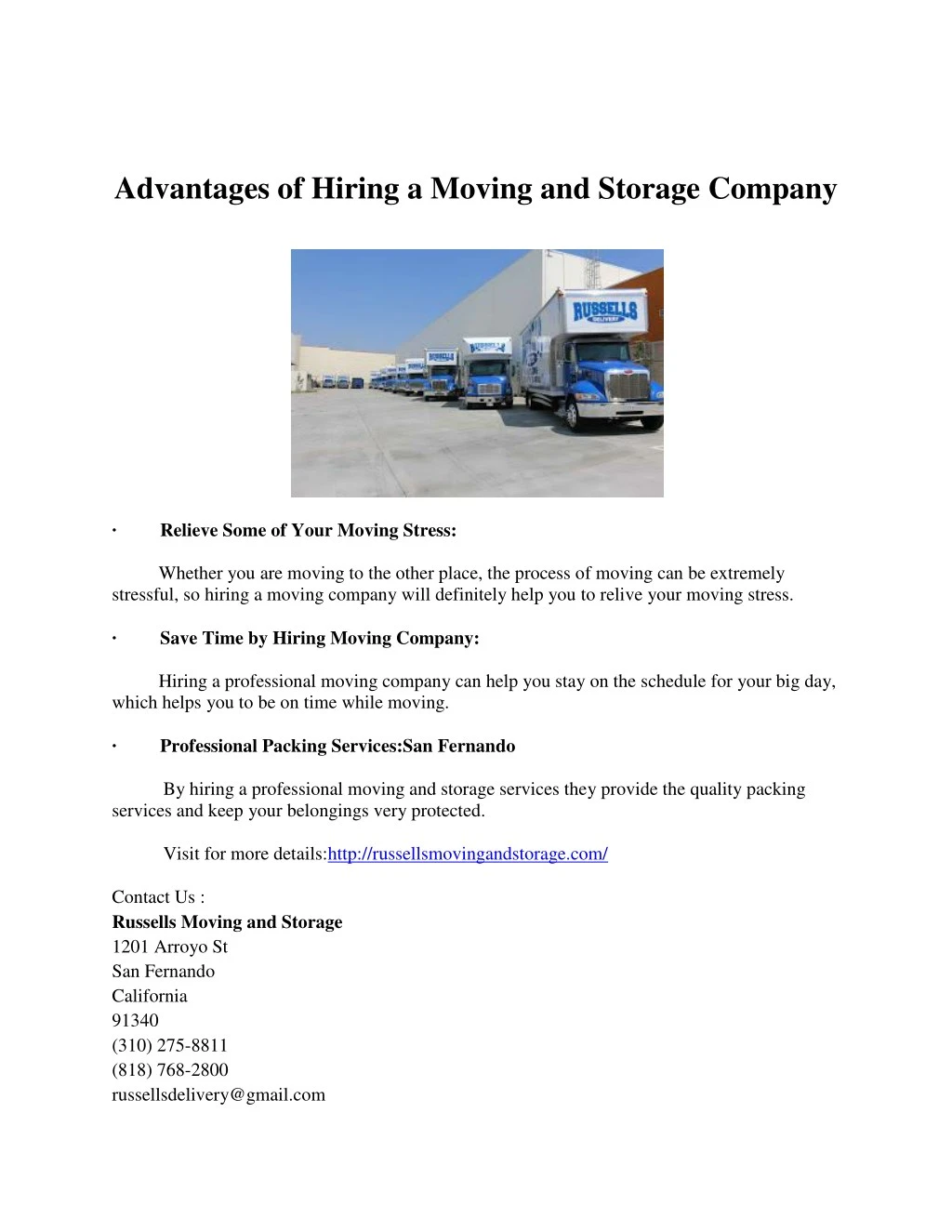 advantages of hiring a moving and storage company