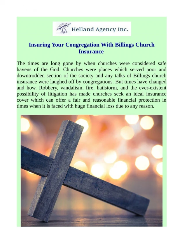 Insuring Your Congregation With Billings Church Insurance