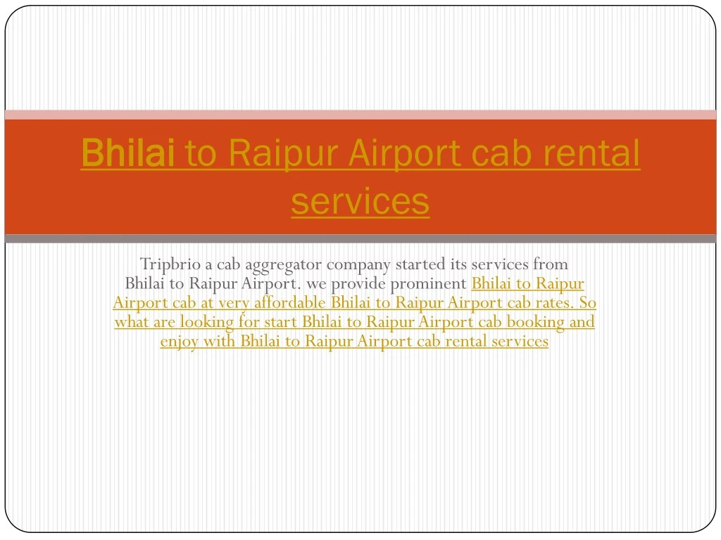bhilai bhilai to raipur airport cab rental
