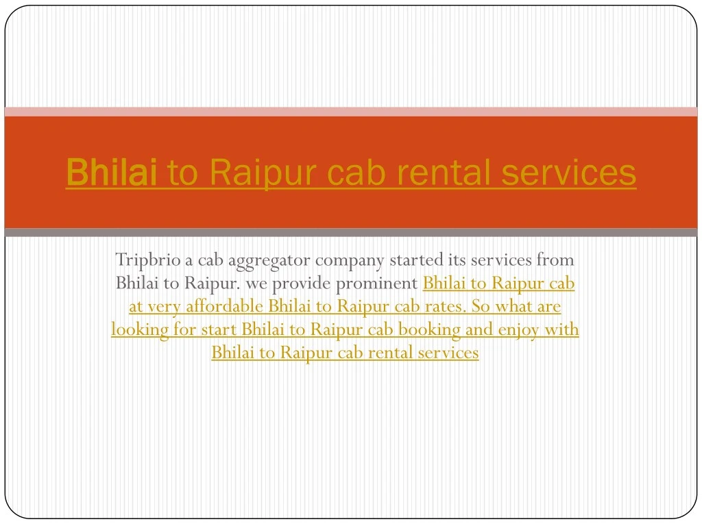 bhilai bhilai to raipur cab rental services