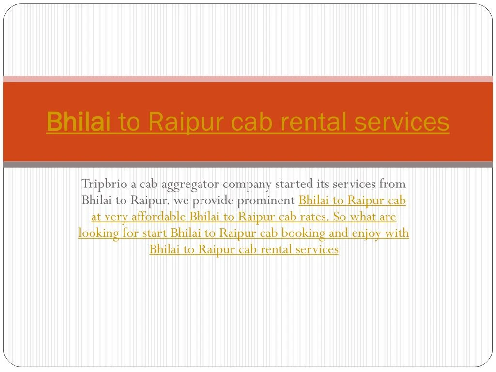 bhilai to raipur cab rental services