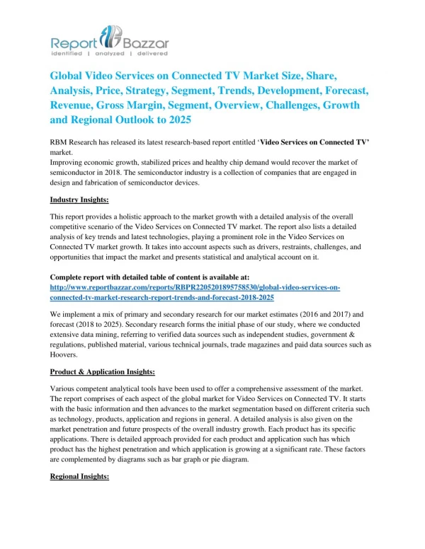 Video Services on Connected TV Market – Growth Extension Survey 2025