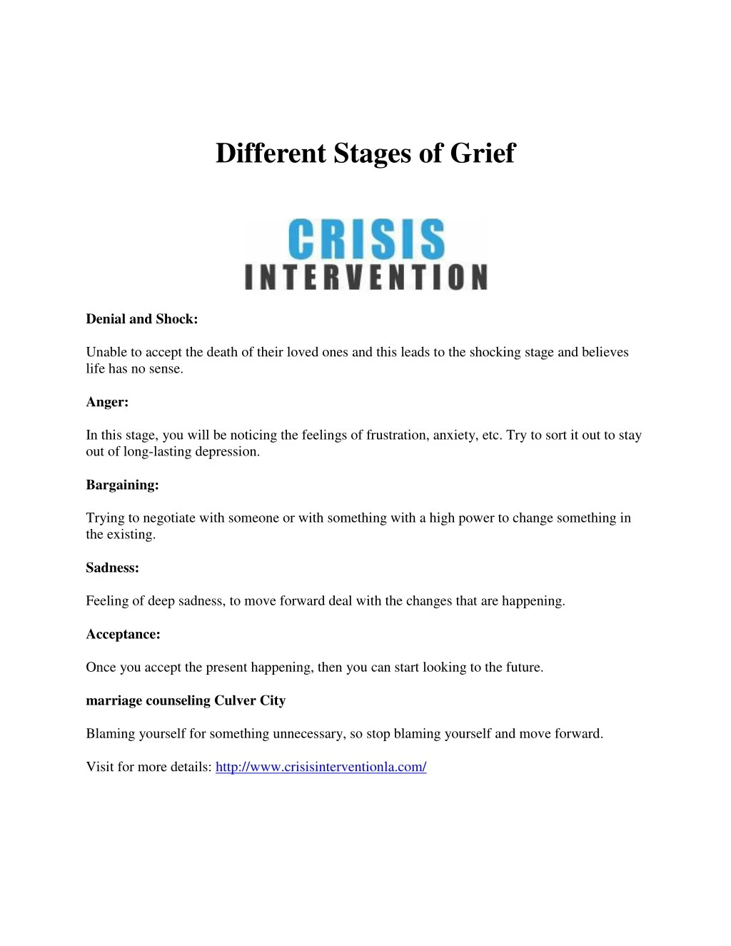 different stages of grief