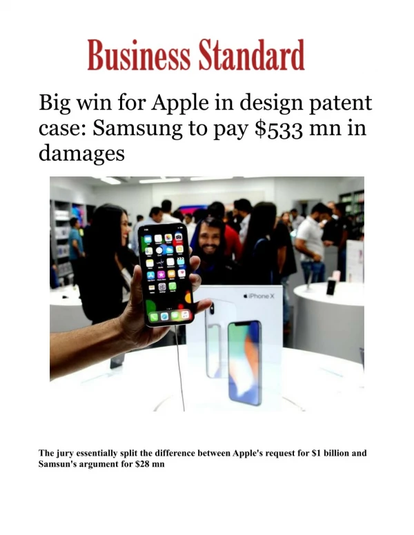 Big win for Apple in design patent case: Samsung to pay $533 mn in damages 