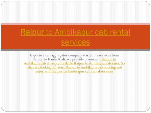 Raipur to ambikapur cab rental services