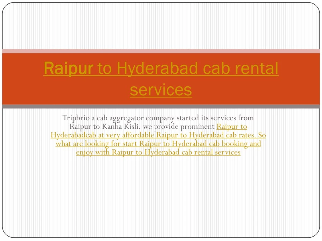 raipur raipur to hyderabad cab rental services