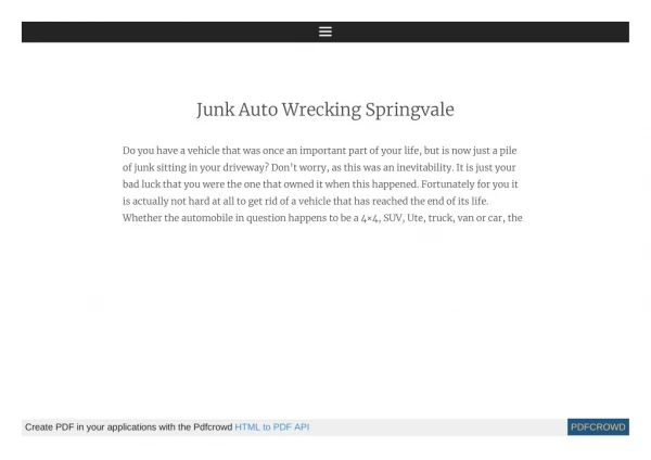 Junk Auto Wrecking Springvale