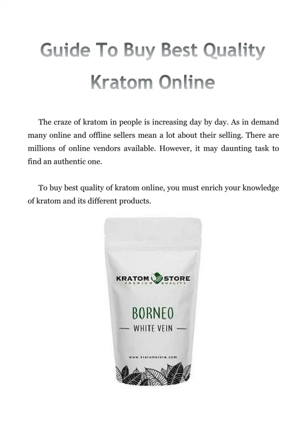 Guide To Buy Best Quality Kratom Online