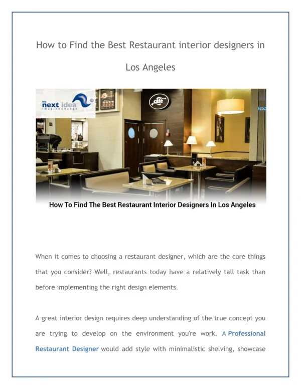 How to Find the Best Restaurant interior designers in Los Angeles