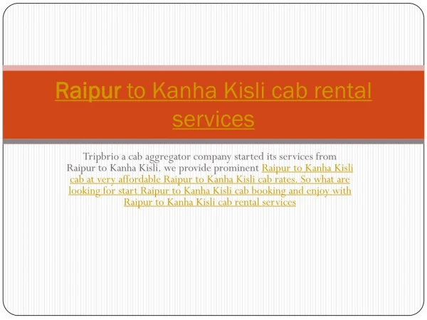Raipur to khana kisli cab rental services