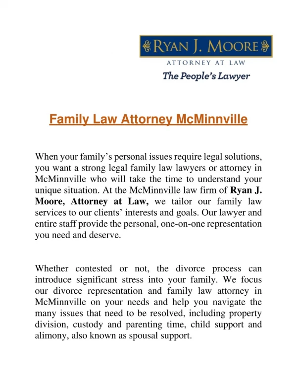 Family Law Attorney McMinnville