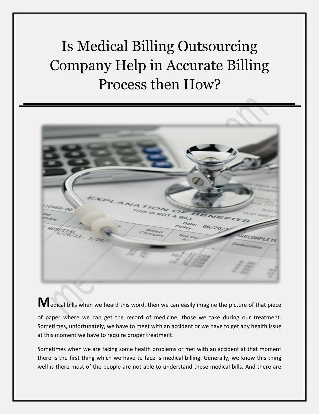 is medical billing outsourcing company help