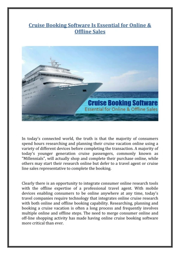 Cruise Booking Software Is Essential for Online & Offline Sales