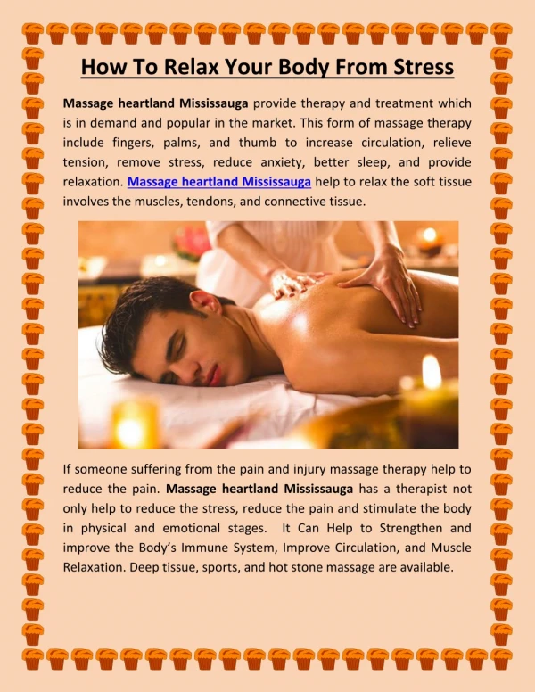 How to relax your body from the stress| Massage heartland Mississauga