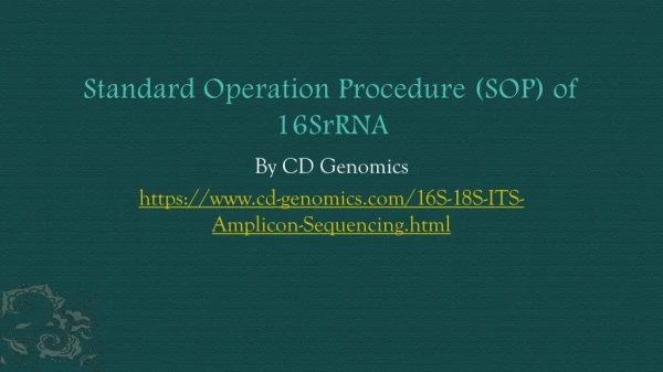 Standard Operation Procedure (SOP) of 16SrRNA