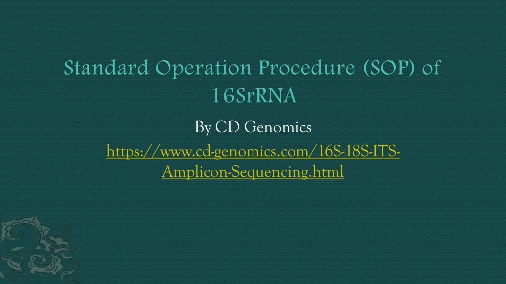 standard operation procedure sop of 16srrna
