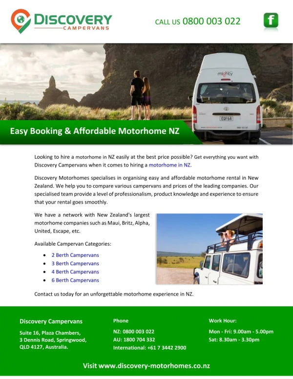 Easy Booking & Affordable Motorhome NZ