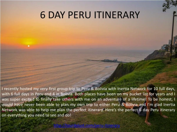 6 DAY PERU ITINERARY