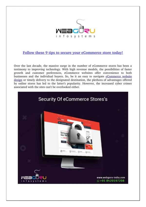 Follow these 9 tips to secure your eCommerce store today!