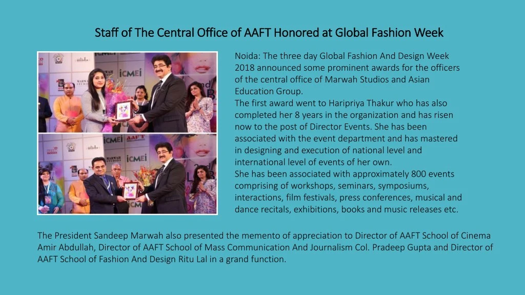 staff of the central office of aaft honored