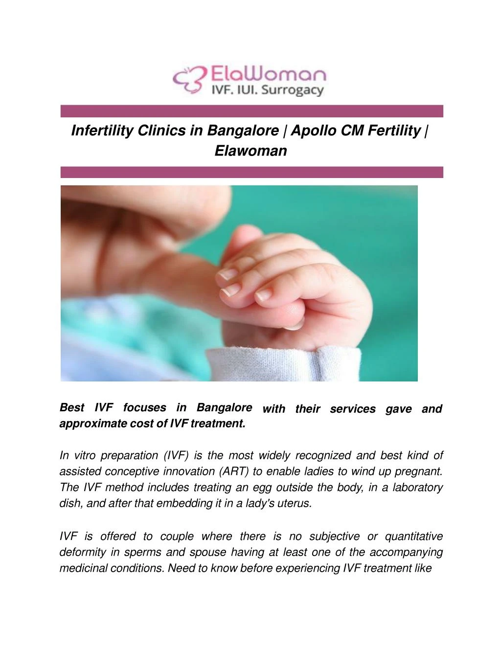 infertility clinics in bangalore apollo