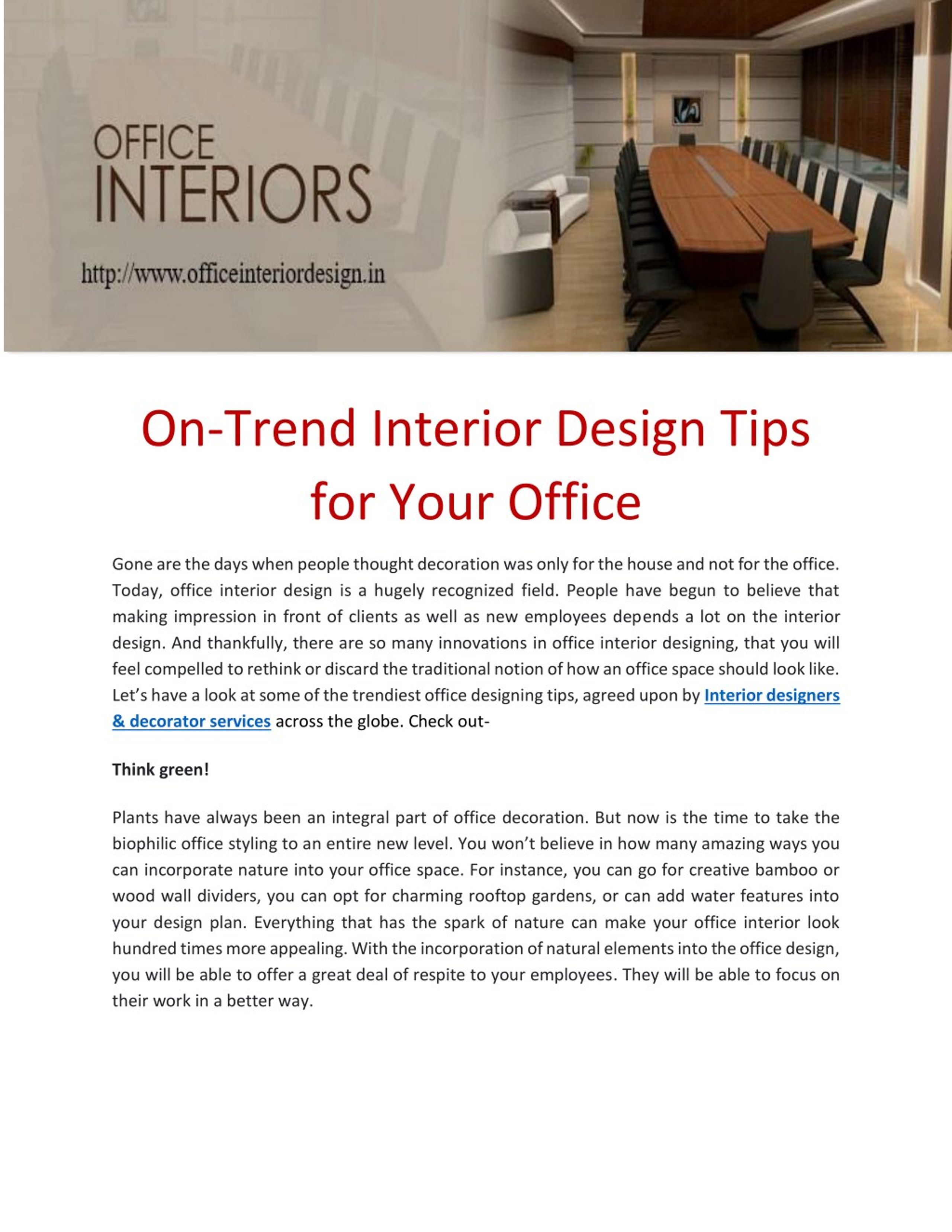 PPT - On-Trend Interior Design Tips for Your Office PowerPoint ...
