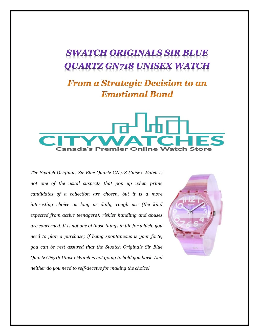 the swatch originals sir blue quartz gn718 unisex