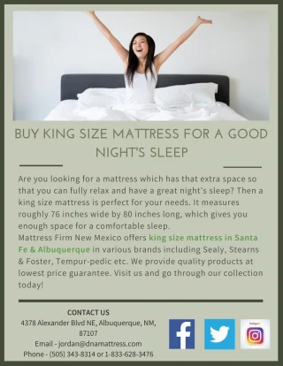 Buy King Size Mattress for a Good Night's Sleep