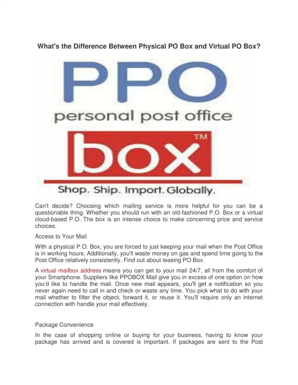 What's the Difference Between Physical PO Box and Virtual PO Box?
