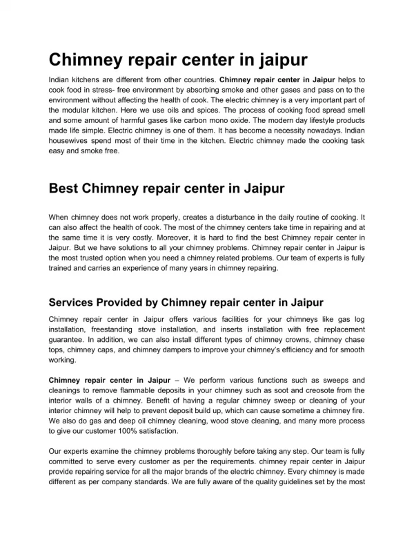 chimney repair center in Jaipur