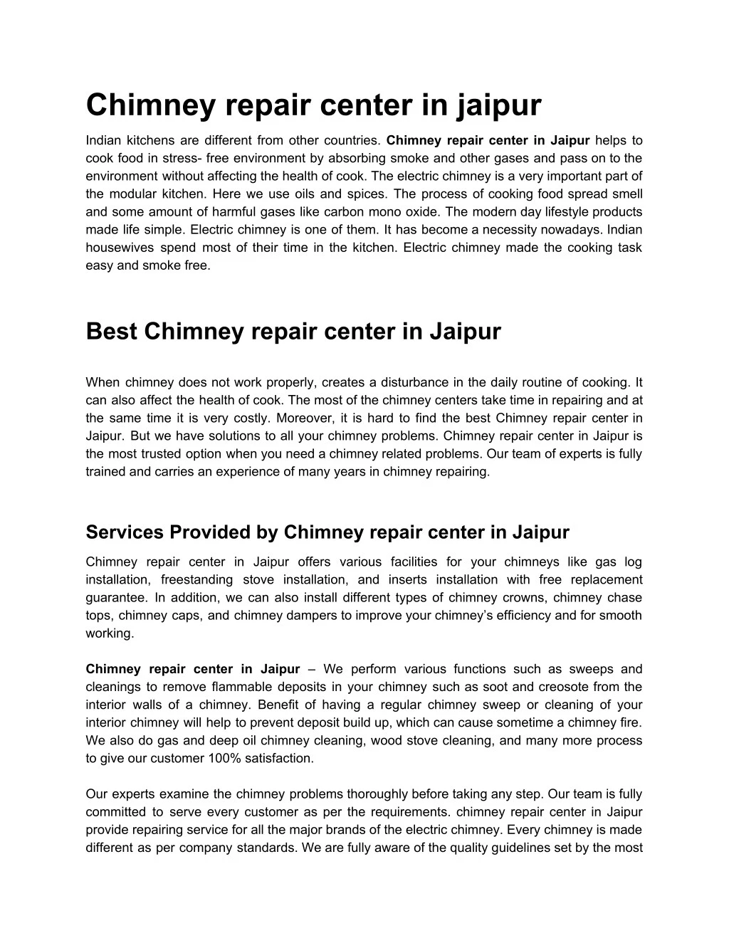 chimney repair center in jaipur