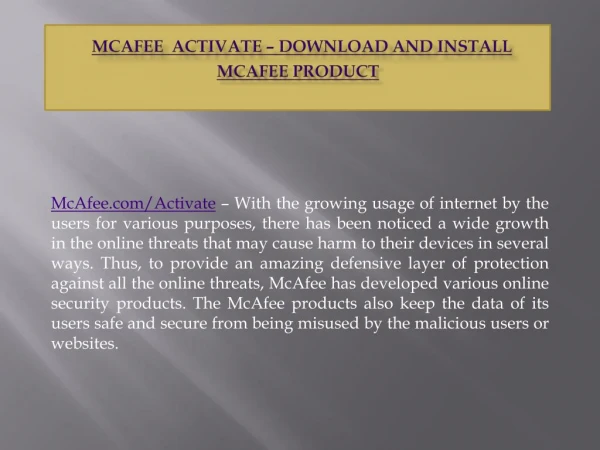 Easy steps to download and activate mcafee antivirus - www.mcafee.com/activate