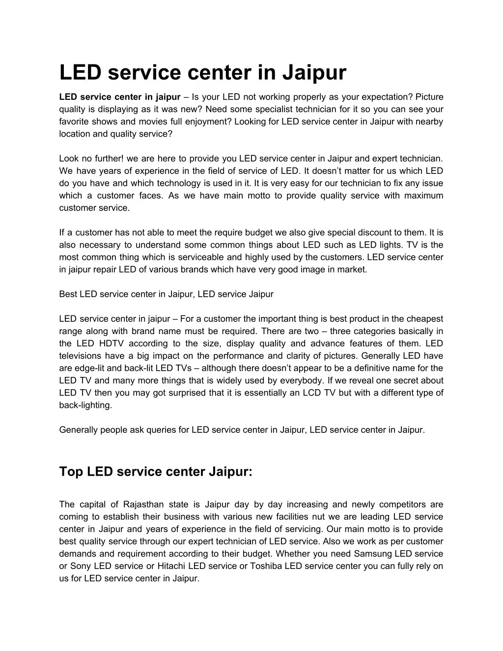 led service center in jaipur