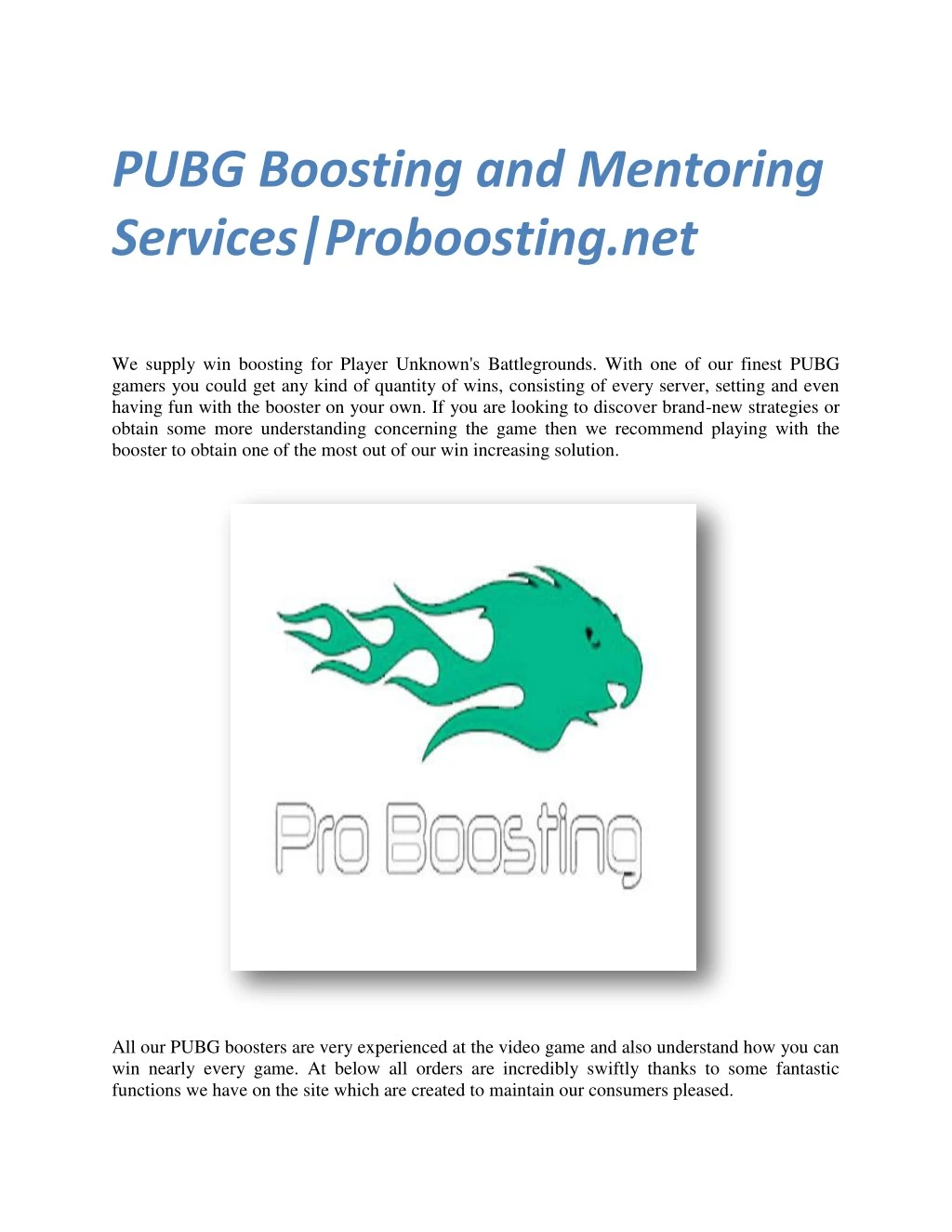 pubg boosting and mentoring services proboosting