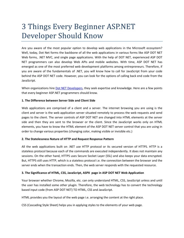 3 Things Every Beginner ASP.NET Developer Should Know