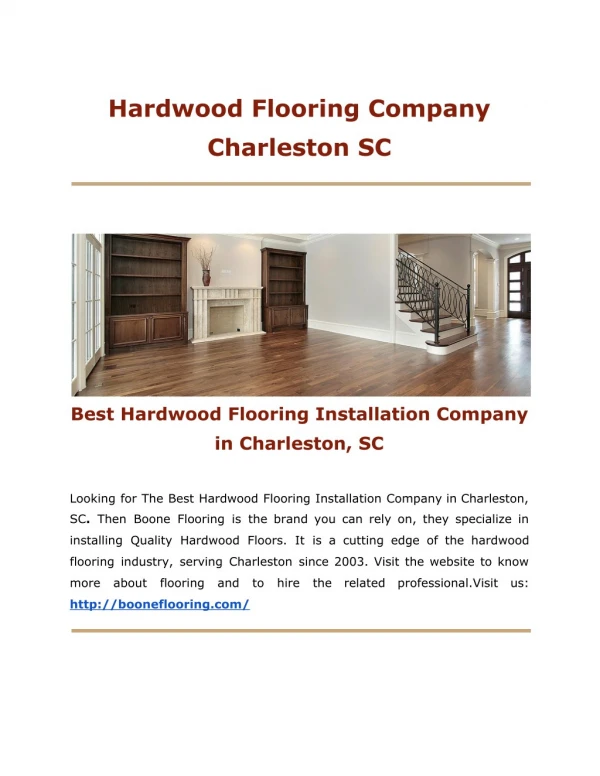 Hardwood Flooring Contractors Charleston SC: BooneFlooring