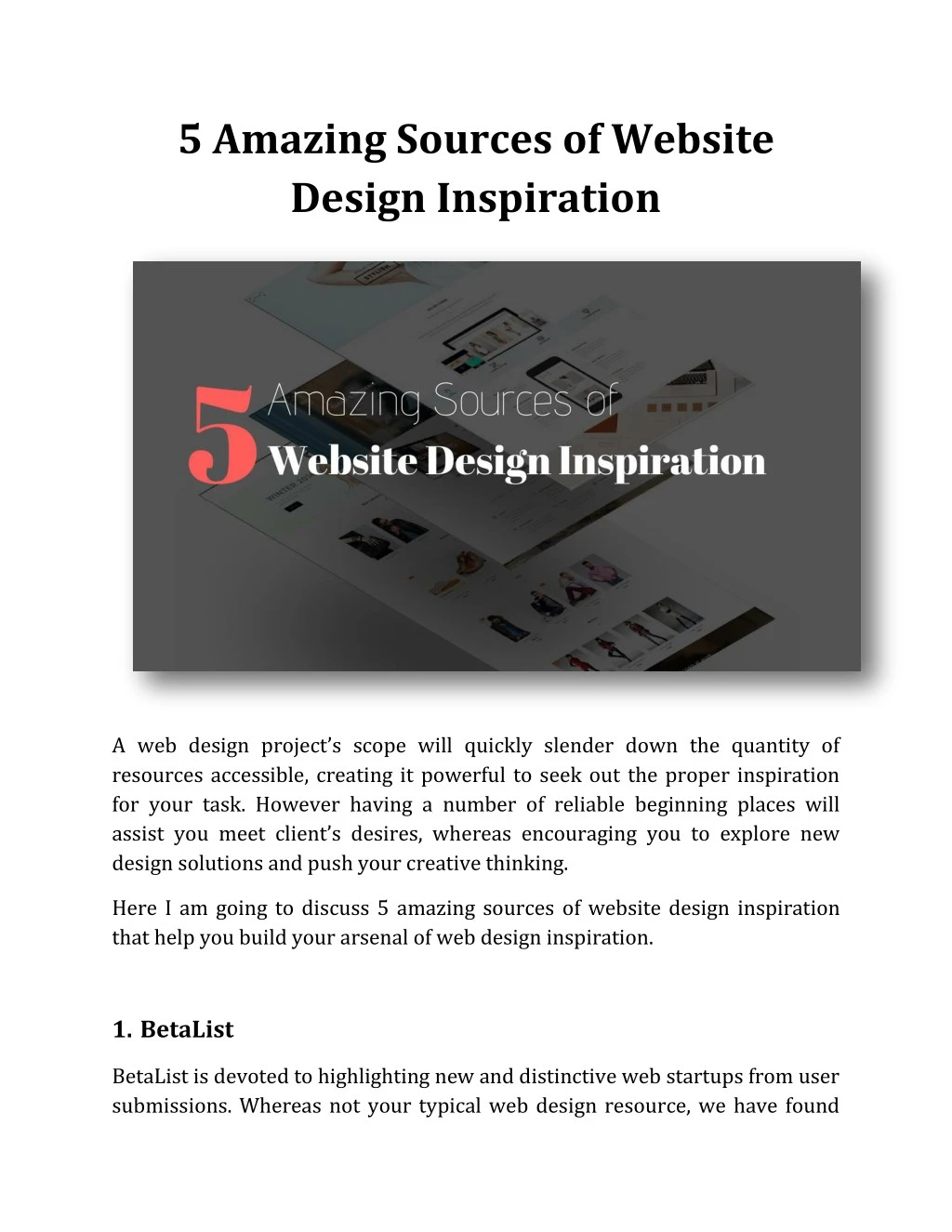 5 amazing sources of website design inspiration