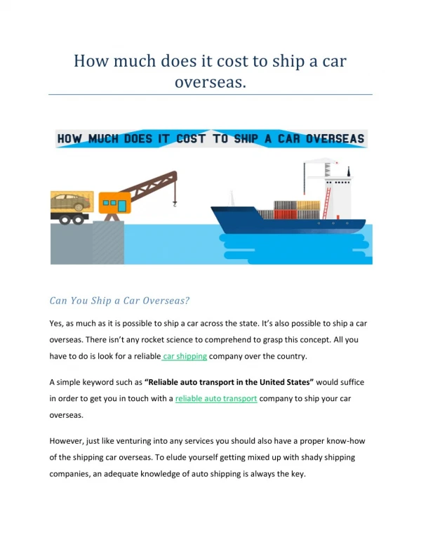How much does it cost to ship a car oversase