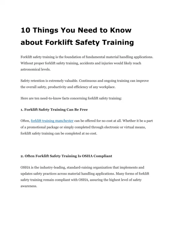 10 things you need to know about forklift safety training