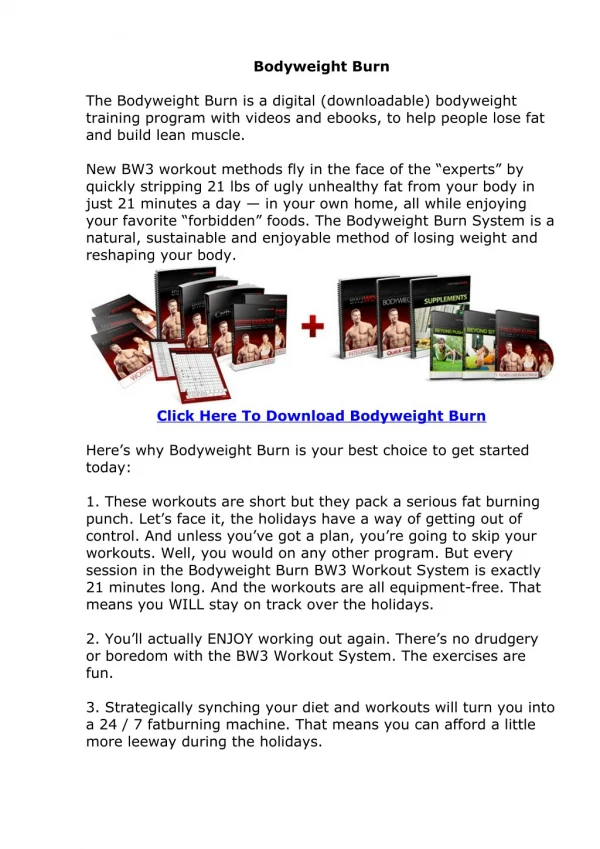 Body Weight Burn Free EBook PDF Download
