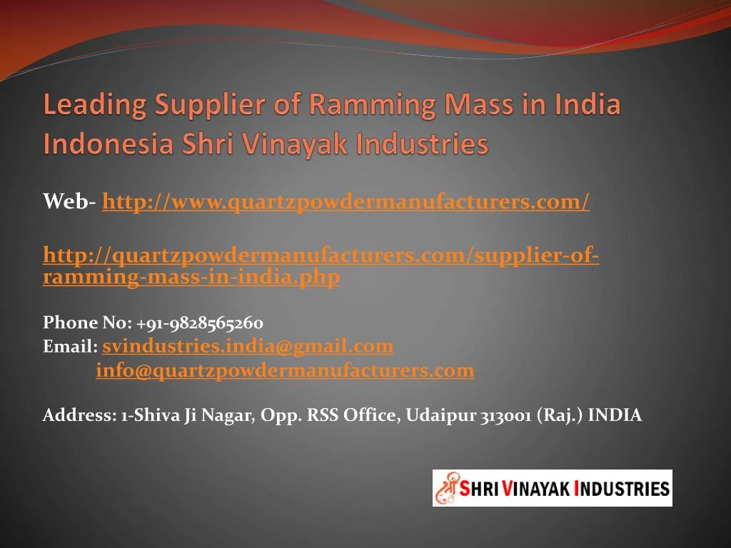 leading supplier of ramming mass in india indonesia shri vinayak industries