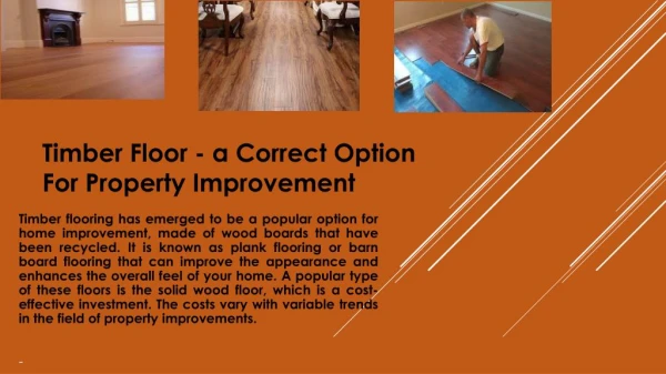 Timber Floor - A Correct Option for Property Improvement