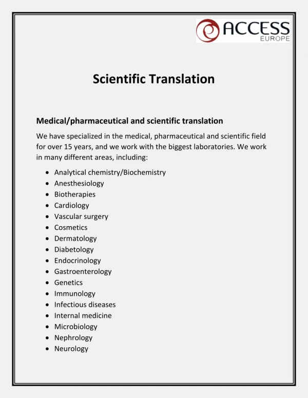 Scientific Translation Services